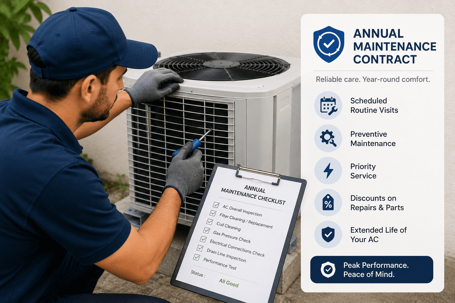 HVAC maintenance team planning annual maintenance contract support