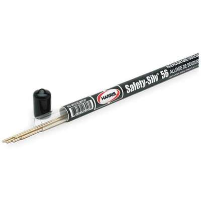 Harris Brazing Alloy: High Silver, 56%, BAg-7, 1/16 in x 18 in, Bare, Safety-Silv 56, 5 PK