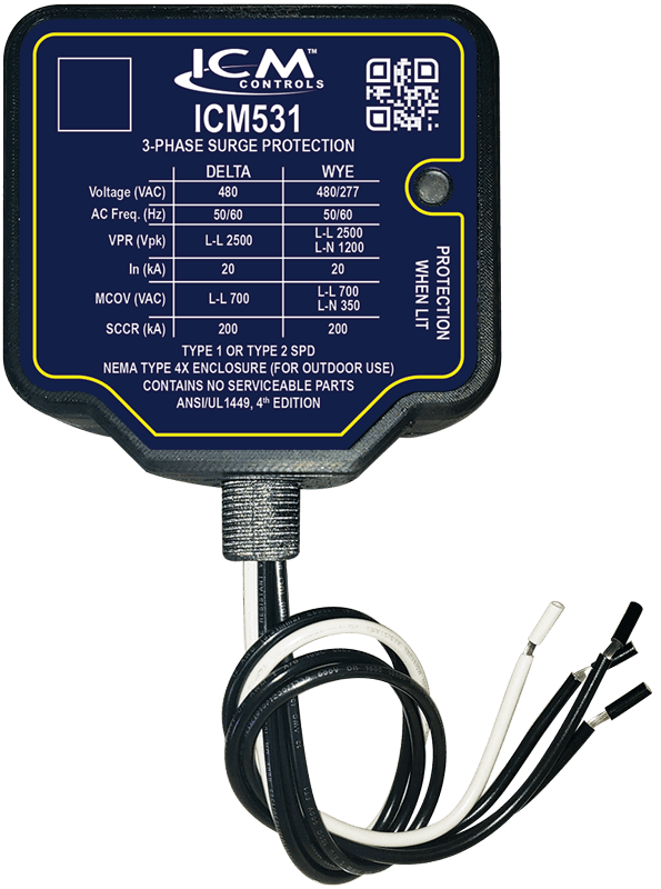 ICM Controls ICM531 3-PHASE SURGE PROTECTIVE DEVICE, 480VAC (DELTA) OR 277/480VAC (WYE)