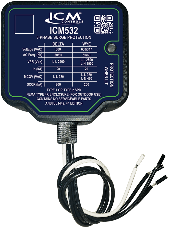 ICM Controls ICM532 3-PHASE SURGE PROTECTIVE DEVICE, 600VAC (DELTA) OR 347/600VAC (WYE)
