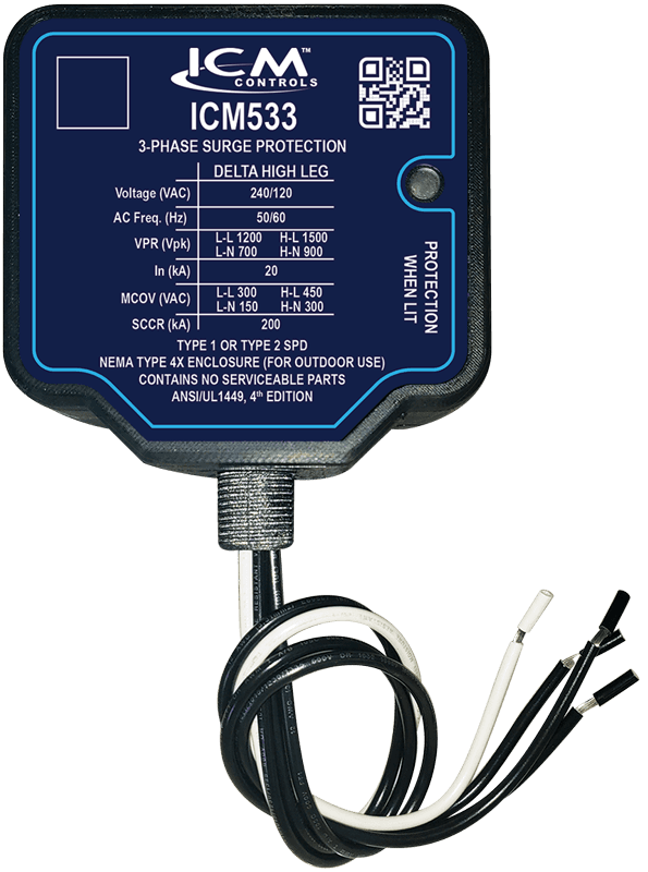 ICM Controls ICM533 3-PHASE SURGE PROTECTIVE DEVICE DELTA HIGH-LEG 120/240 VAC