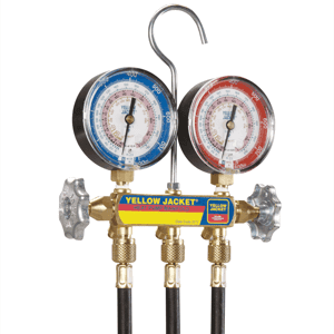 Yellow Jacket 42044 2-Valve Brass Charging Manifold with 60in Hoses
